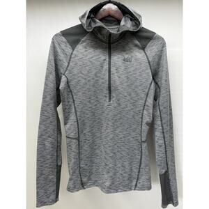 REI Co-Op Women’s Medium 1/4 Zip Lightweight Hoodie Hooded Gray Stretch Active